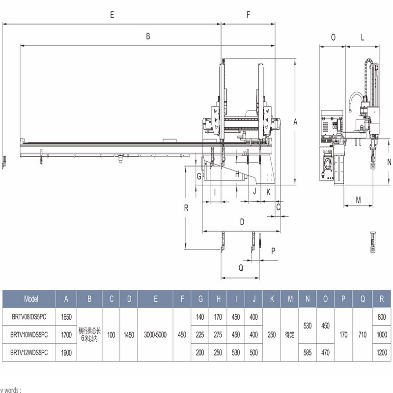 пять оси траверс света робота, brtv08i / 10w / 12w ds5pc