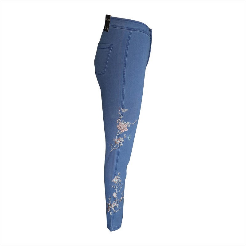 Модная вышивка синими тощими джинсами WS10123