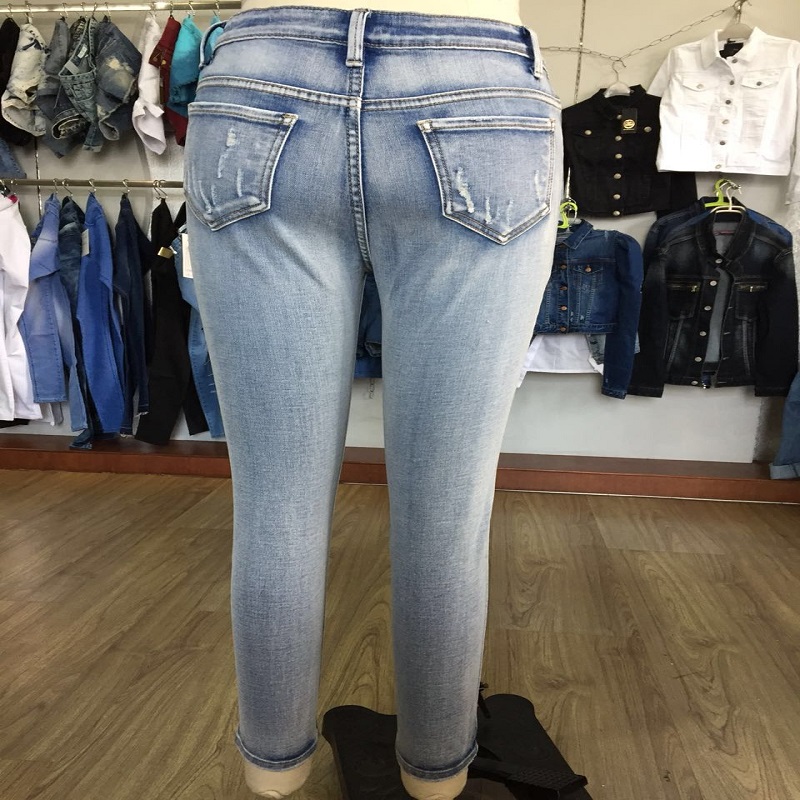 джинсы отбеливание стирка подол джинсы скинни WS109057