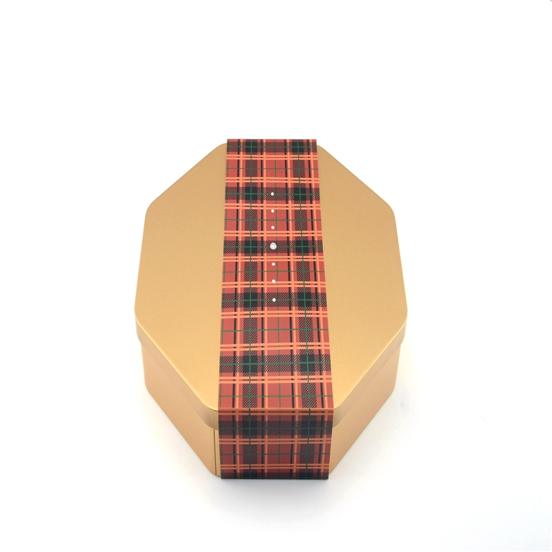 Коробка олова золота восьмиугольной формы нового дизайна 2018 для mooncake, упаковки печенья