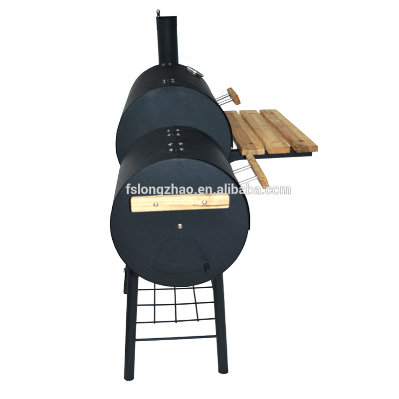 Высококачественное барбекю с двумя, двумя и двумя стволами, дымоходом и деревянным столом