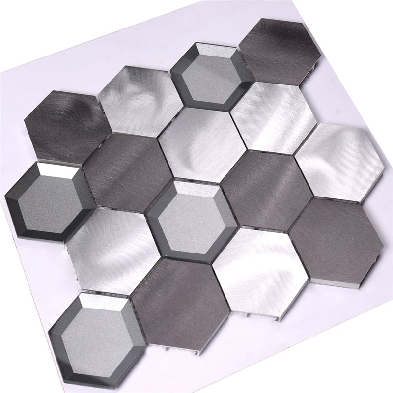 Плитка мозаики шестиугольника стеклянного смешивания металла алюминия стеклянная для Backsplash стены кухни
