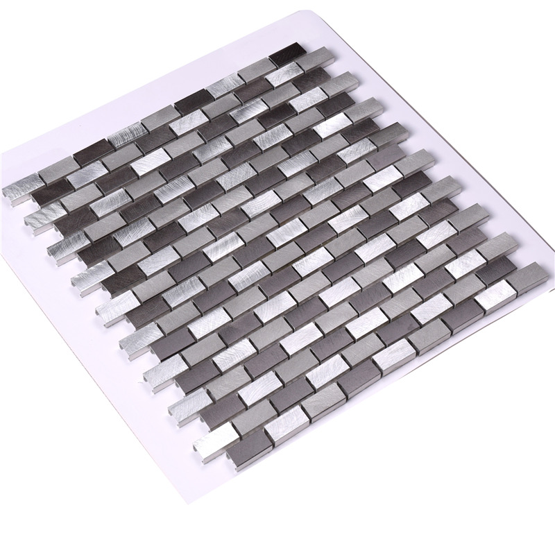 Щетка 15 * 30 Алюминий Металл Backsplash Плитка Дизайн для кухни