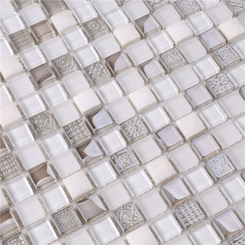 Плитки мозаики HK61 белого смешивая серого Китая градиентные стеклянные для живущей комнаты