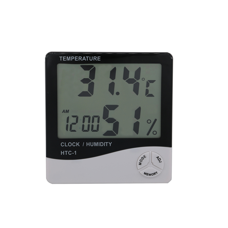 Прибор для измерения температуры и влажности в домашнем офисе Дисплей времени и встроенные часы с большим ЖК-дисплеем Термометр Гигрометр