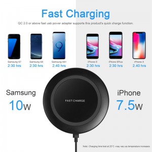 KPS-9502HCHот продажи 7.5 Вт зеркало мини-круглая QI беспроводное зарядное устройство для телефона