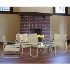 4 шт на открытом воздухе беседка патио сад бассейн лужайка ротанга плетеный диван дивана мягкие сиденья и стеклянный стол журнал...