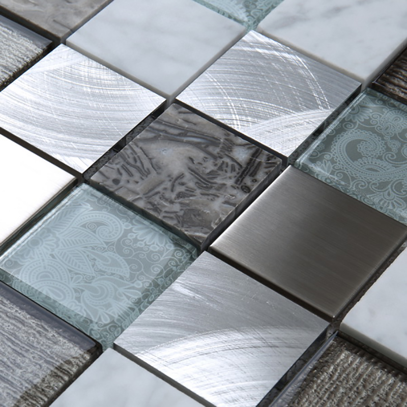 Плитка мозаики самого последнего металла конструкции алюминиевого смешанная мраморная стеклянная для стен Backsplash кухни