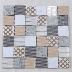 Плитка мозаики самого последнего металла конструкции алюминиевого смешанная мраморная стеклянная для стен Backsplash кухни