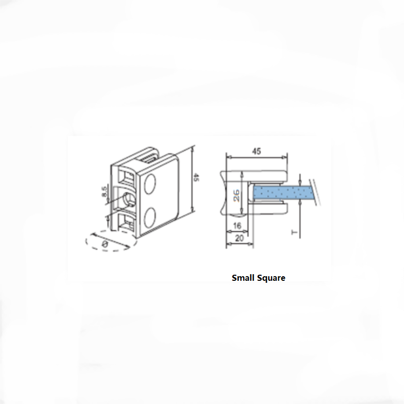 Стеклянный зажим из нержавеющей стали квадратного типа