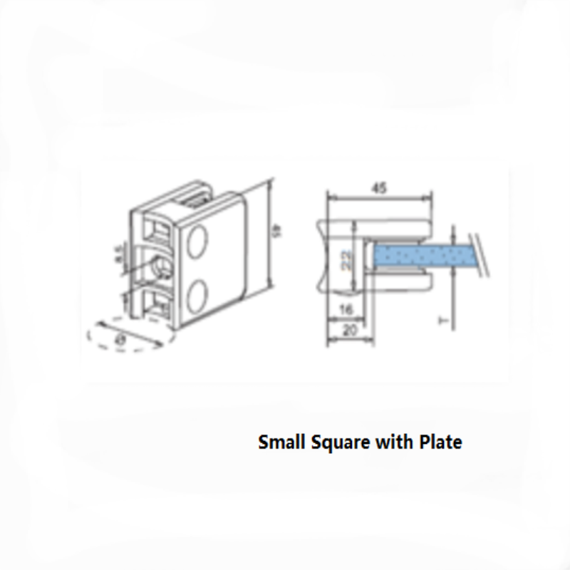 Квадратный тип из нержавеющей стали с зажимом из листового стекла