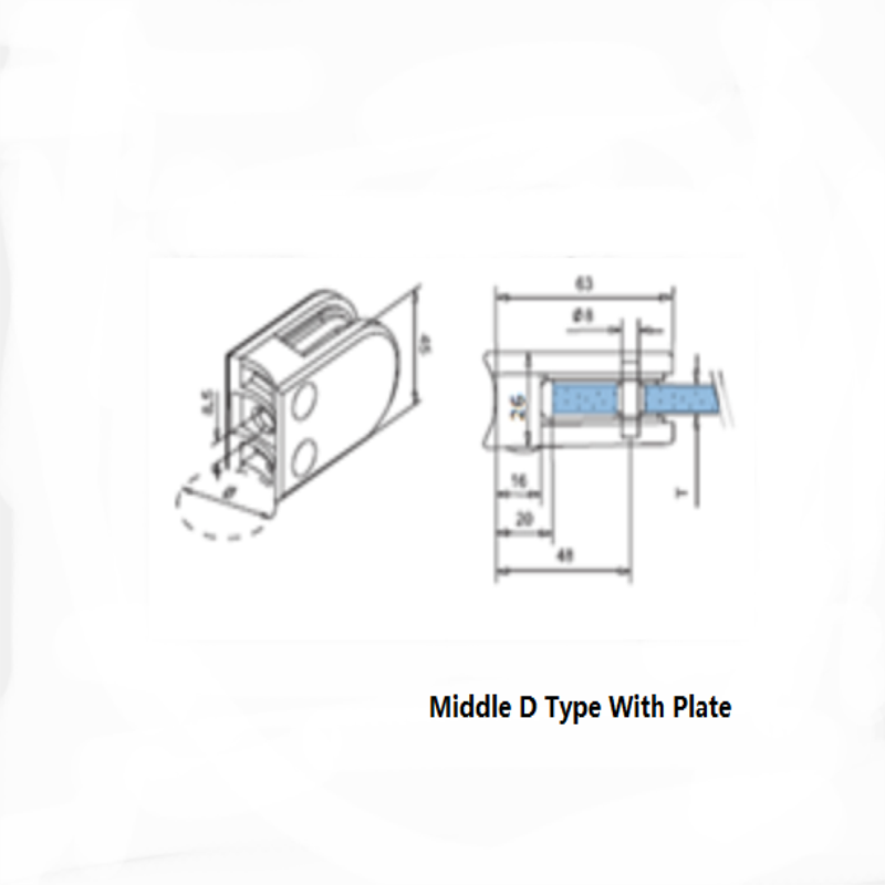Стеклянный зажим типа D из нержавеющей стали с пластиной