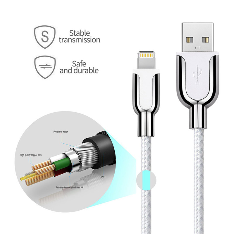 USB-кабель из нейлона / хлопчатобумажной пряжи из цинкового сплава KPS-8445CB