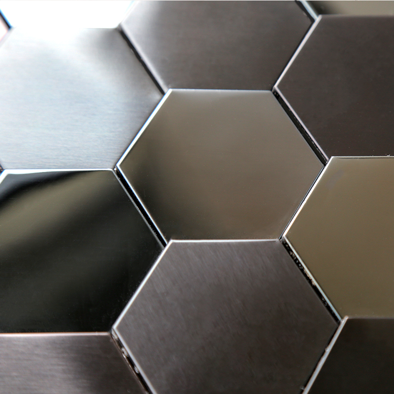 3D черный мозаика с шестигранной металлической нержавеющей стали мозаика кухня ванная комната Backsplash плитка