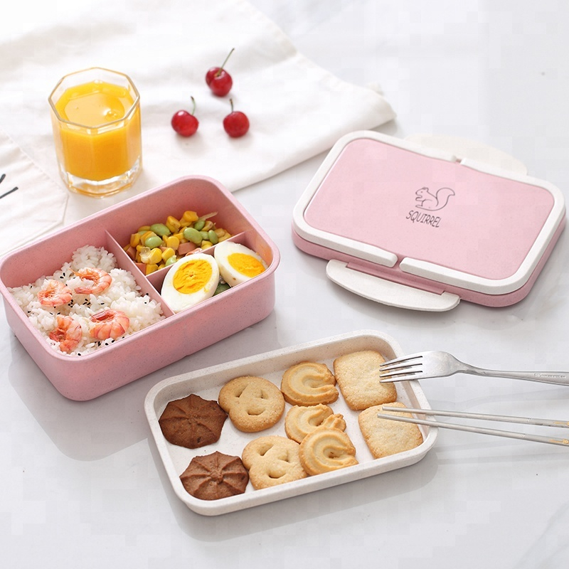 Портативная экологически чистая BPA Free Wheat Straw u0026 PP 3 отделения для детей Bento Lunch Box