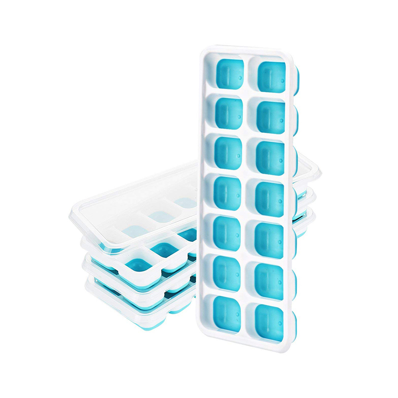 BPA Бесплатный пищевой силиконовый 4-х пакетный лоток с 14 кубиками льда с крышкой