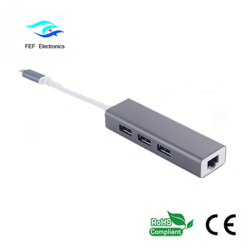 USB 3.1 Тип c для RG45, гнездо Gigabit Ethernet + 3 * USB2.0, гнездо ABS, код: FEF-USBIC-016