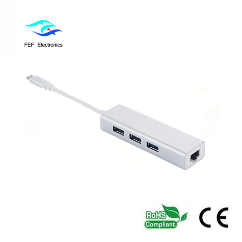 USB 3.1 Тип c для RG45, гнездо Gigabit Ethernet + 3 * USB2.0, гнездо ABS, код: FEF-USBIC-016