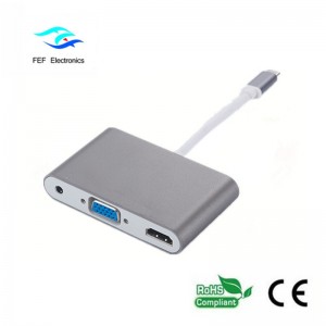 мини-дисплей порт / USB 3.1 тип c для HDMI + VGA женский + аудио код: FEF-DPIC-016