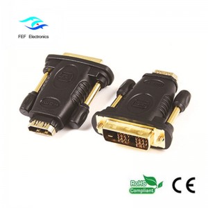 DVI (24 + 1) штекер-переходник HDMI к розетке, золото / никель Код: FEF-HD-005