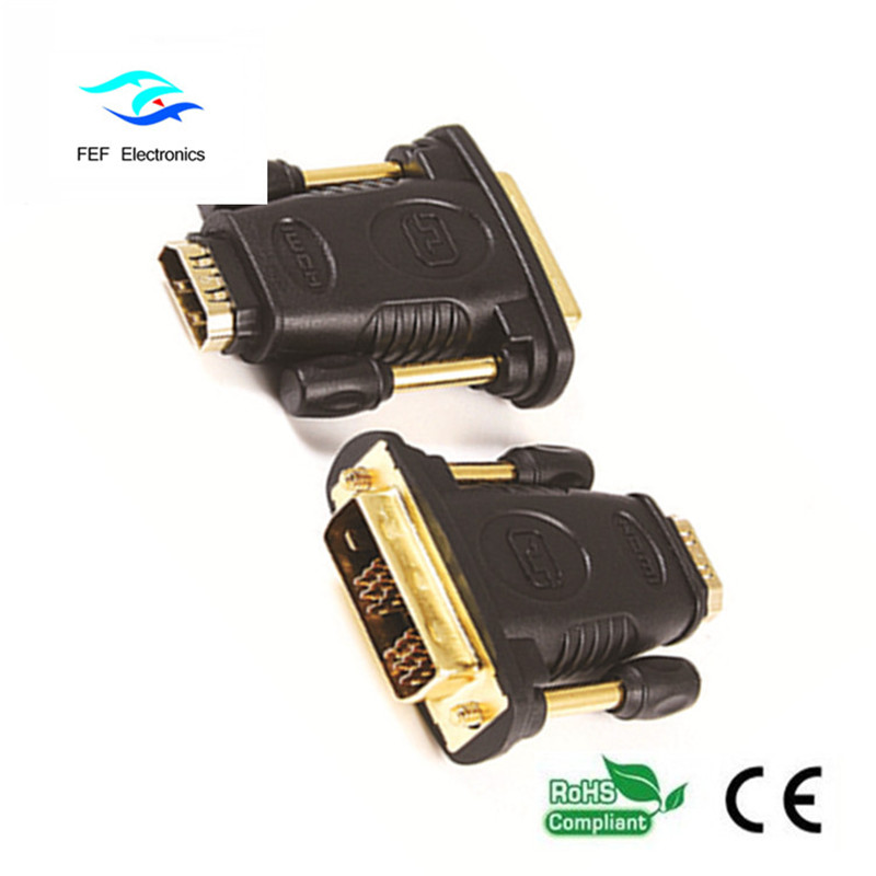 DVI (24 + 1) штекер-переходник HDMI к розетке, золото / никель Код: FEF-HD-005