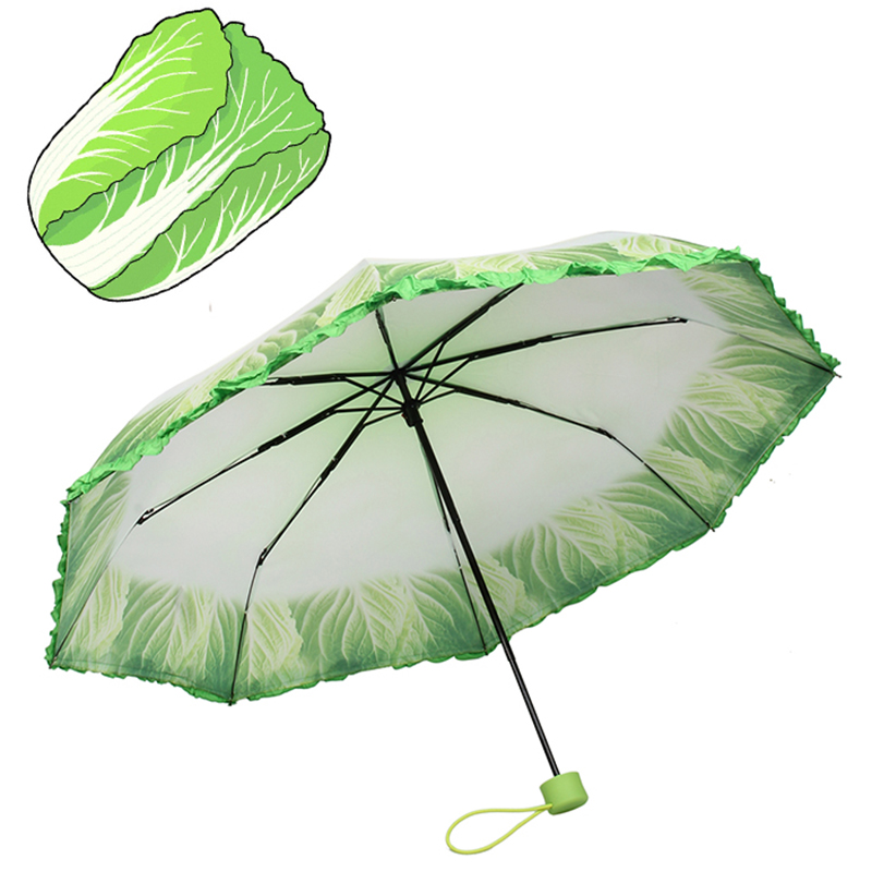 Цифровая печать капуста овощной зонт специальный уникальный дождь зонтик 3 раза ручной открытый зонт
