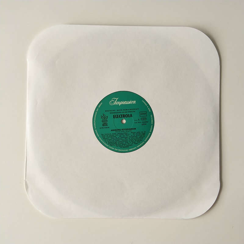 12 White Paper LP Record рукав 33 об / мин с круглыми углами с отверстием