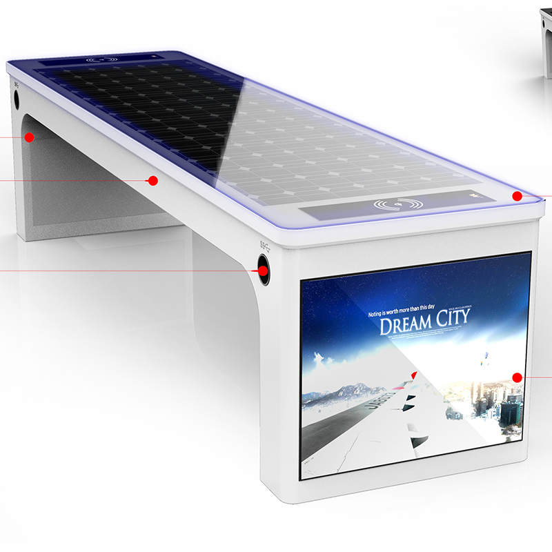 Solar Smart Park Скамейка с беспроводным зарядным устройством и 4G Wi-Fi маршрутизатор