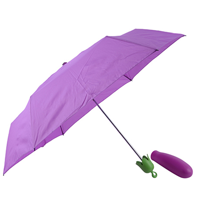 Китайский дешевый зонт Баклажан маленький 3 складной овощной специальный пользовательский зонт