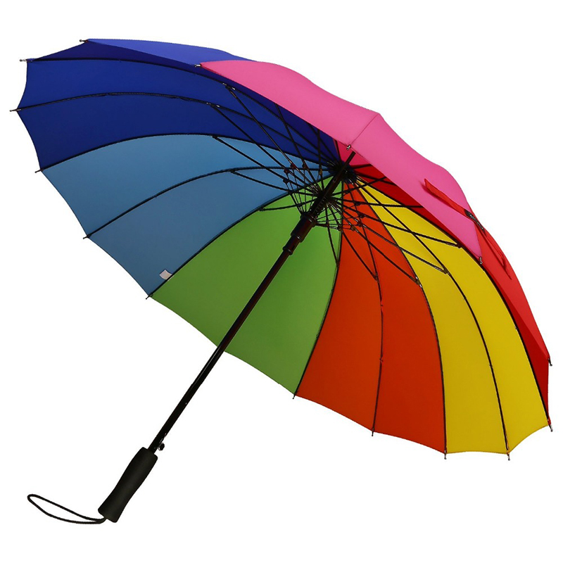 Оптовая продажа радуги товаров подарки pongee ткань 16K прямой автоматический зонт от дождя