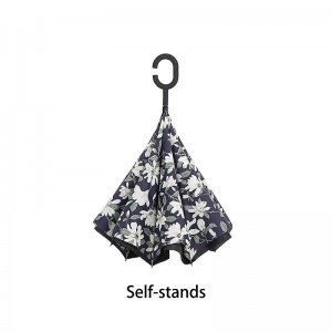 Зонт от дождя ветрозащитный с цветочным набивным рисунком