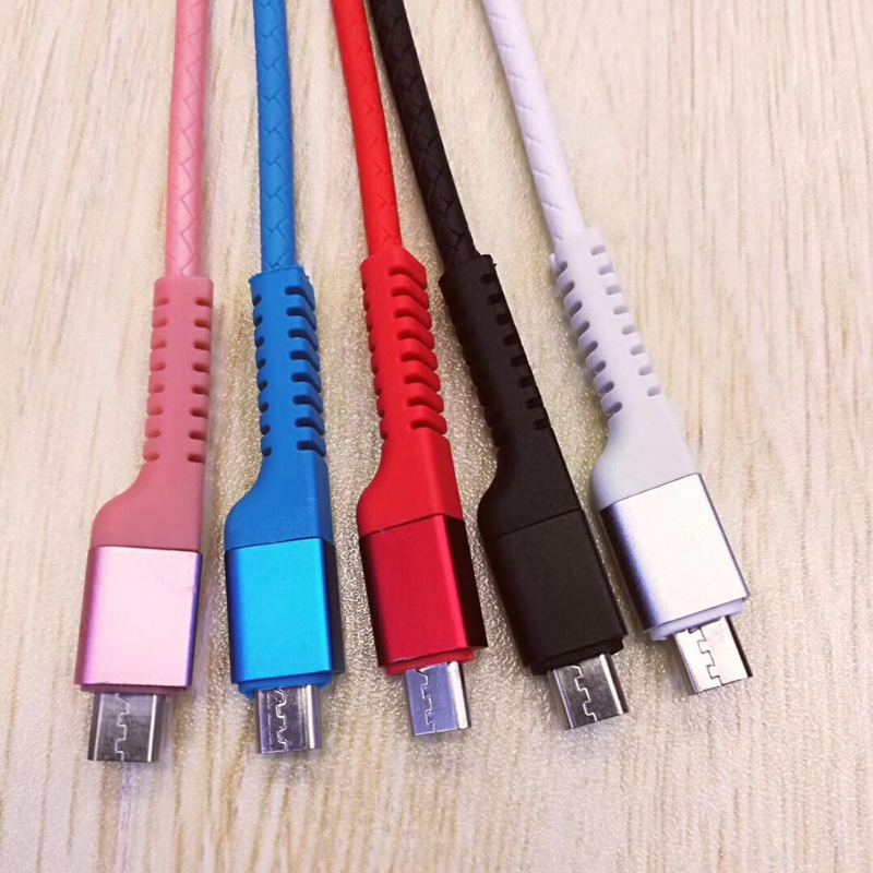 Быстрая зарядка Круглый USB-кабель TPE для micro USB, Type C, зарядки iPhone от молнии и синхронизации