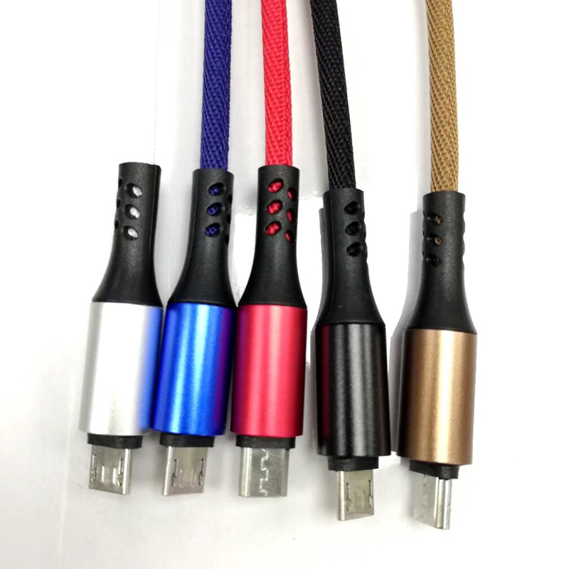 Быстрая зарядка Круглый плетеный кабель Micro-USB 2.0 для микро-USB, типа C, зарядки iPhone от молнии и синхронизации