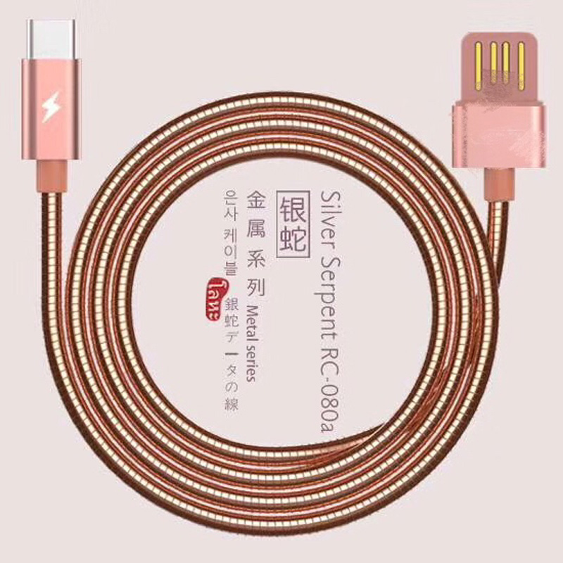 Dual Face USB 2.0 Металлический трубчатый кабель для зарядки Круглый алюминиевый корпус Micro-USB 2.0 Data Cable