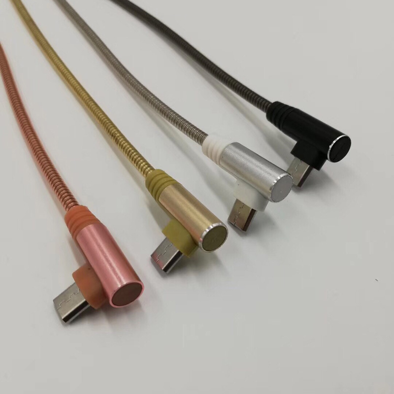 USB 2.0 Металлический трубчатый кабель для зарядки Круглый алюминиевый корпус USB-кабель для микро-USB, Тип C, iPhone, зарядка молнии и синхронизация