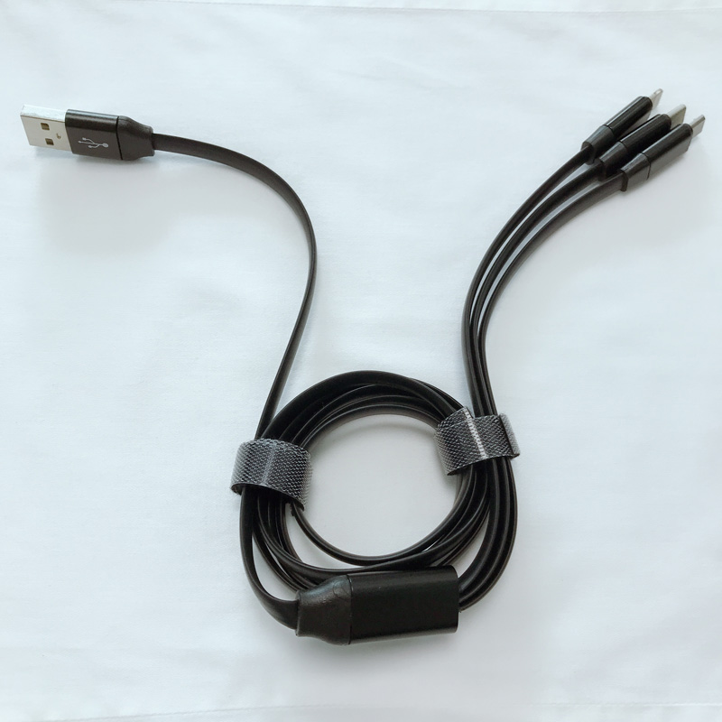 Кабель 3 в 1 TPE Зарядка Плоский алюминиевый корпус USB 2.0 Микро-молния Тип C Микро USB-кабель для передачи данных