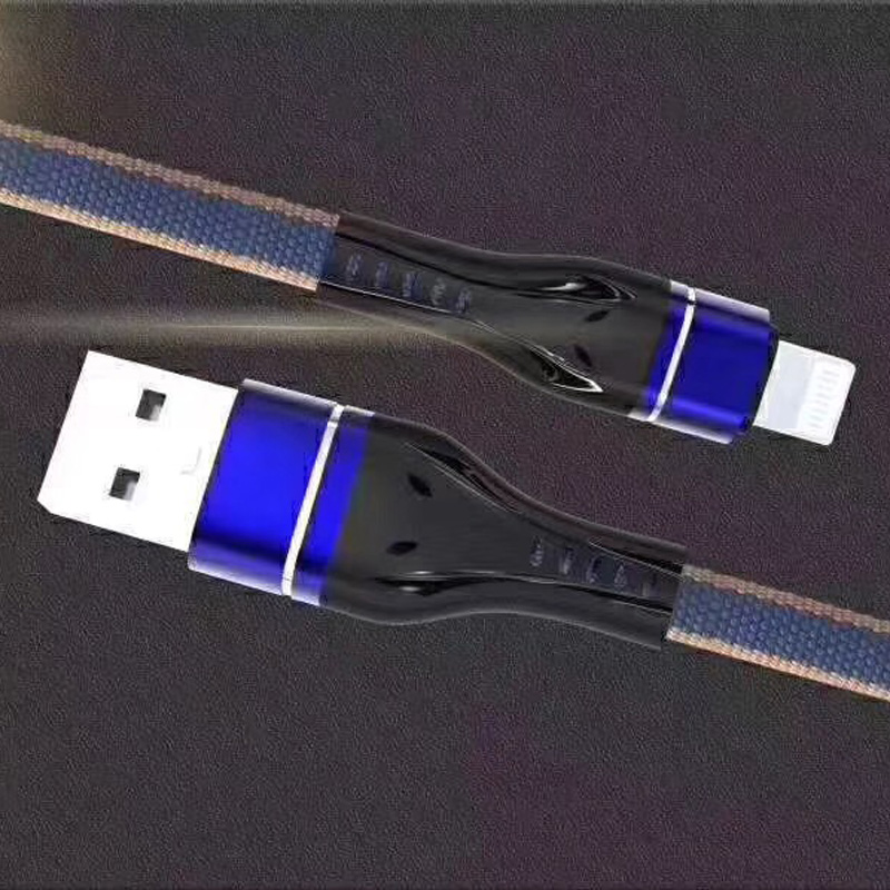 Плетеный быстрая зарядка Плоский алюминиевый корпус Гибкий гибкий USB-кабель для передачи данных без запутывания для micro USB, Type C, зарядки и синхронизации молнии iPhone