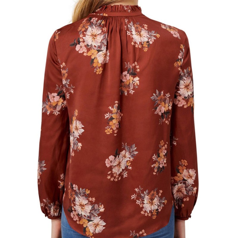 Новая женская блузка с длинным рукавом с цветочным принтом