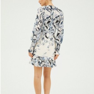 2022 ваниль с длинным рукавом мини-печать платье для леди