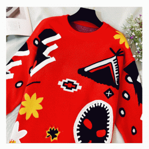 Европейский Американский Размер Жаккардовый Свитер Дизайн Толстый Теплый Платье Трикотаж