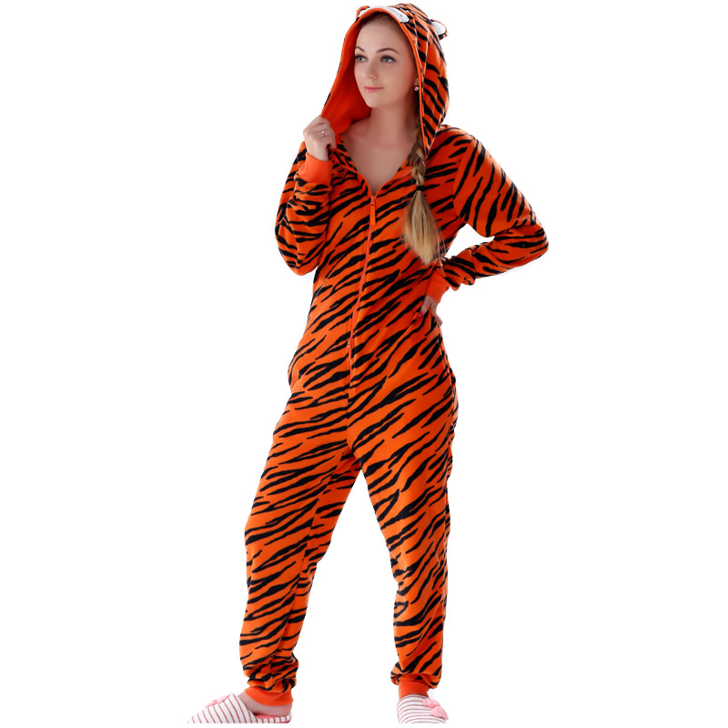 Женский Микрофибра Руно Tiger Onesie Пижамный Костюм