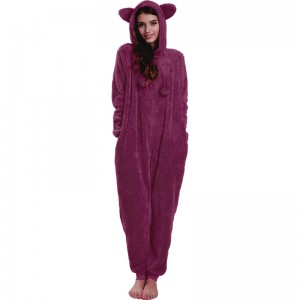 Женщины Red Onesie Пижама с Ушами Животных