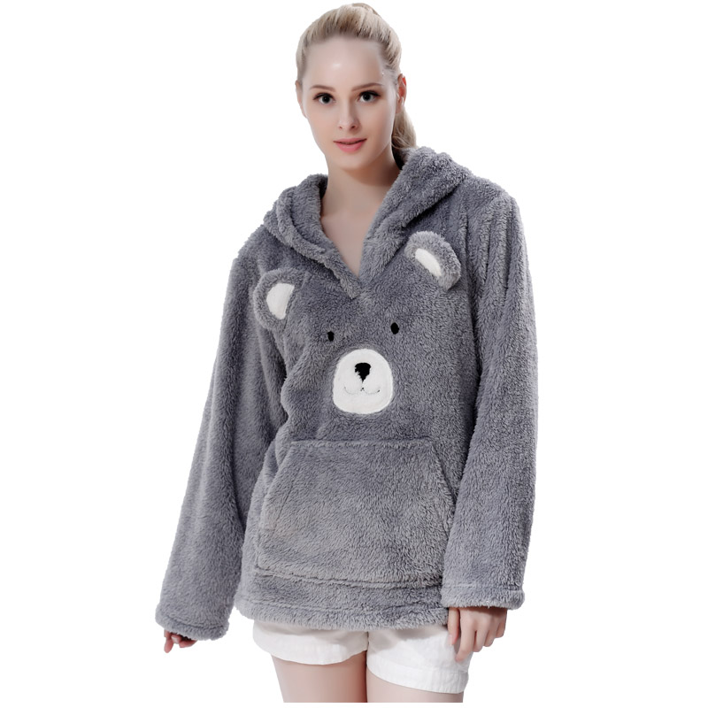 Толстовка женская с капюшоном из флиса Grey Embrodiery