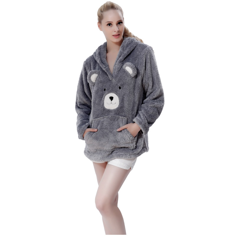 Толстовка женская с капюшоном из флиса Grey Embrodiery