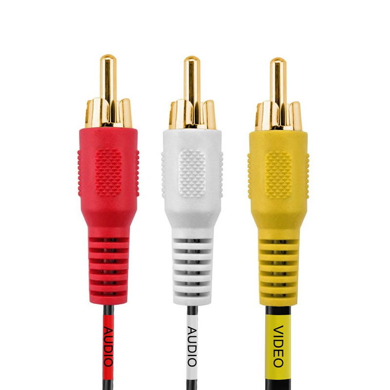3-контактный разъем RCA для 3-контактного разъема RCA Композитное видео / аудио / AV-кабель, позолоченный