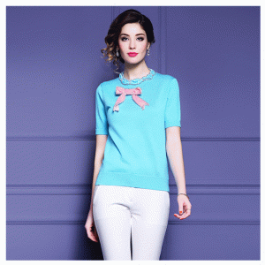 Индивидуальные OEM бабочка горный хрусталь шили летние женские пуловеры вязаный свитер