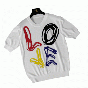 2018 Custom Jacquard LOVE Шрифт с коротким рукавом Летний пуловер свитер