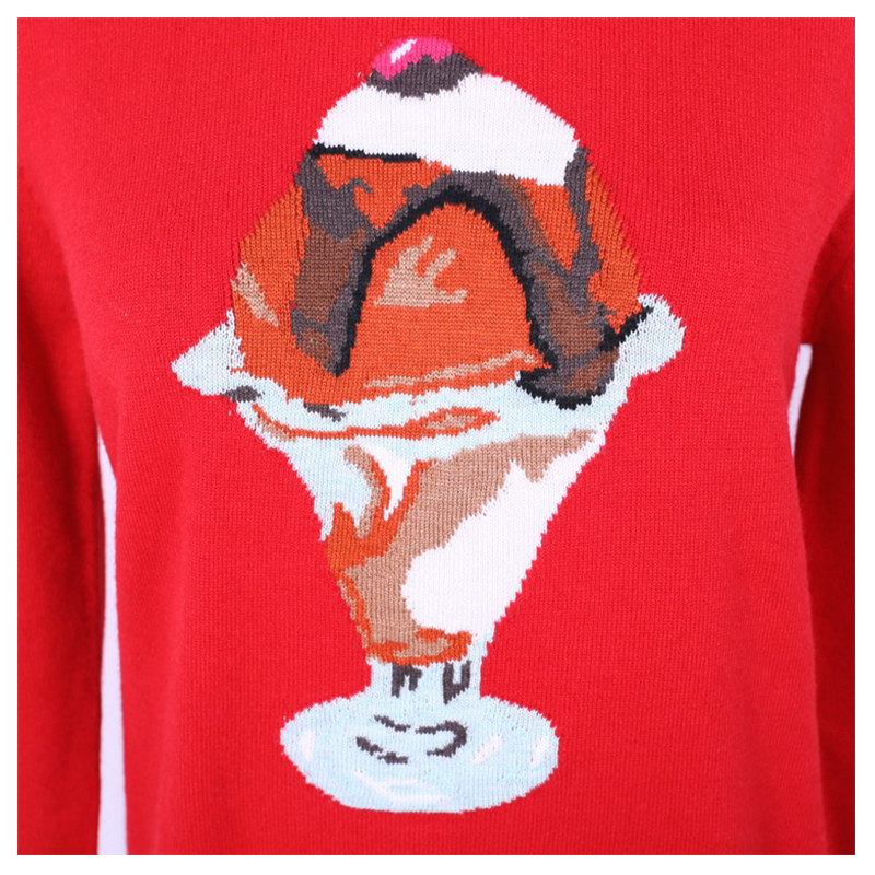 Нестандартная конструкция Icecream Jacquard 100% хлопок женский пуловер свитер