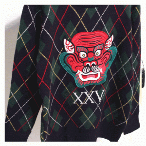 Warm Dragon Face Patchworks Winter Толстый компьютерный вязаный свитер Пуловер