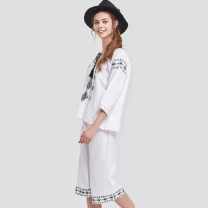 Набор женской льняной пижамы с принтом